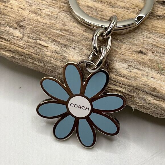 Silver Blue Daisy Coach  Purse Cham Key Chain - Picture 2 of 4